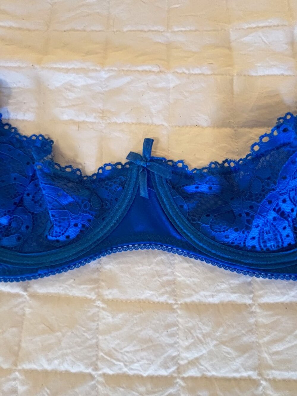Frederick's of Hollywood Lacy 1/4 cup bra in Royal Blue